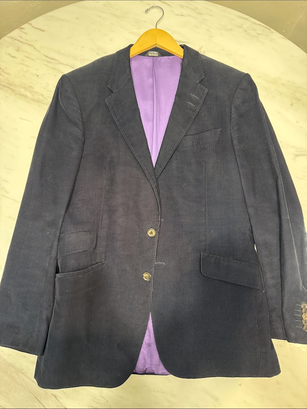 Paul Smith Classic Men’s Navy Corduroy Blazer with Purple Lining